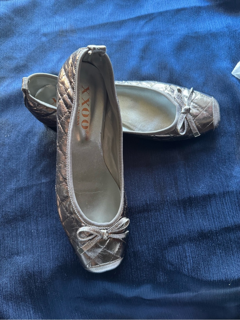 XOXO Quilted Metallic Rose Gold Ballet Flats